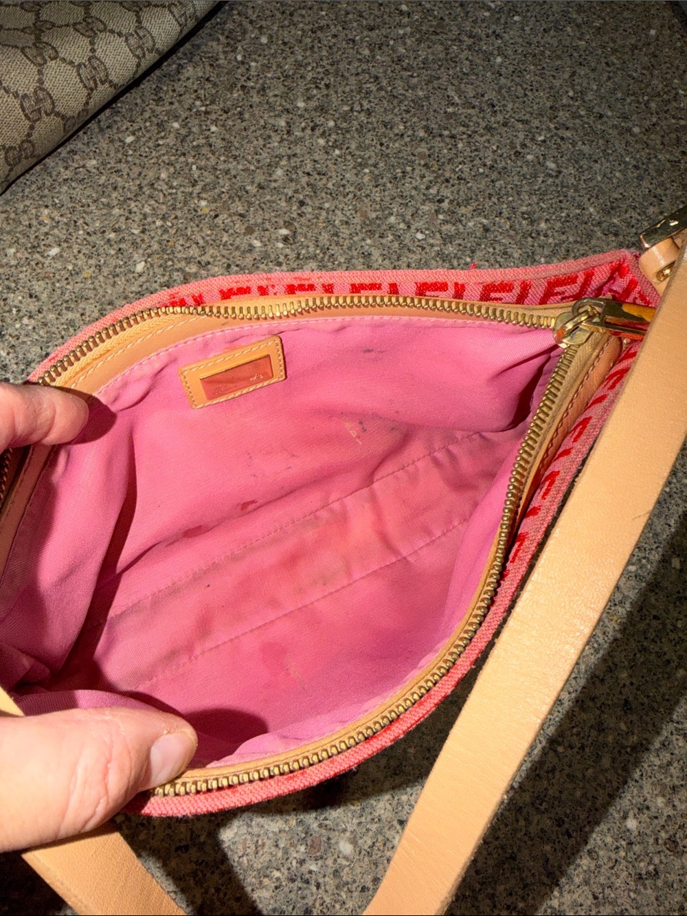 Fendi Vintage Y2k Red FF Logo Canvas Shoulder Bag - Picture 4 of 8